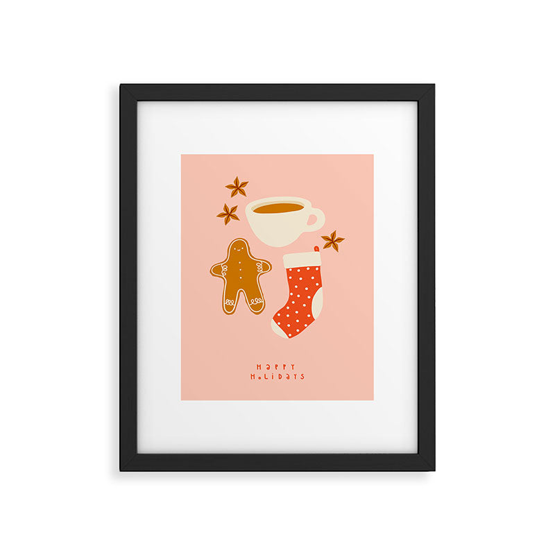 Scandinavian cute rustic cottage in a winter landscape Framed Art Print Gallery Image 5