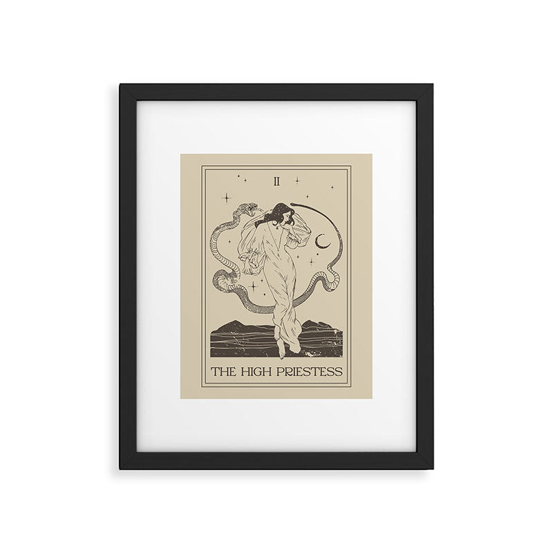 The High Priestess Card Poster. Witchy Girl and Mystic Snake Framed Art Print Gallery Image 5