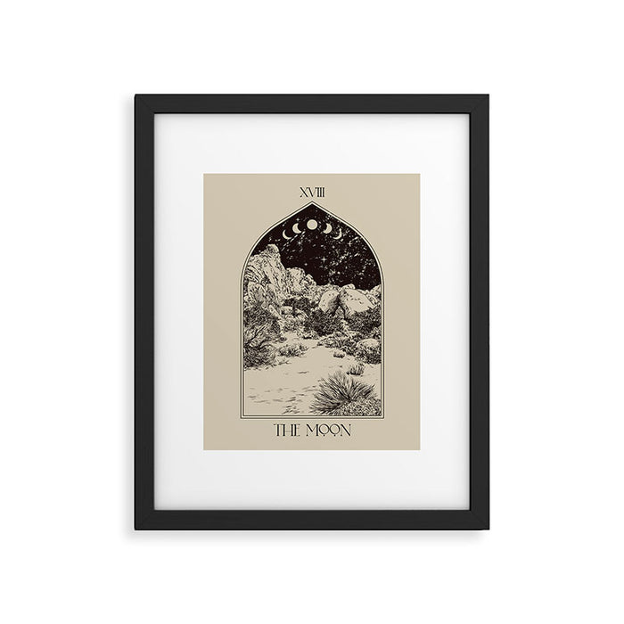 The Moon Tarot Card Poster. Mystic Landscape. Esoteric tarot. Dark moon Framed Art Print Gallery Image 1