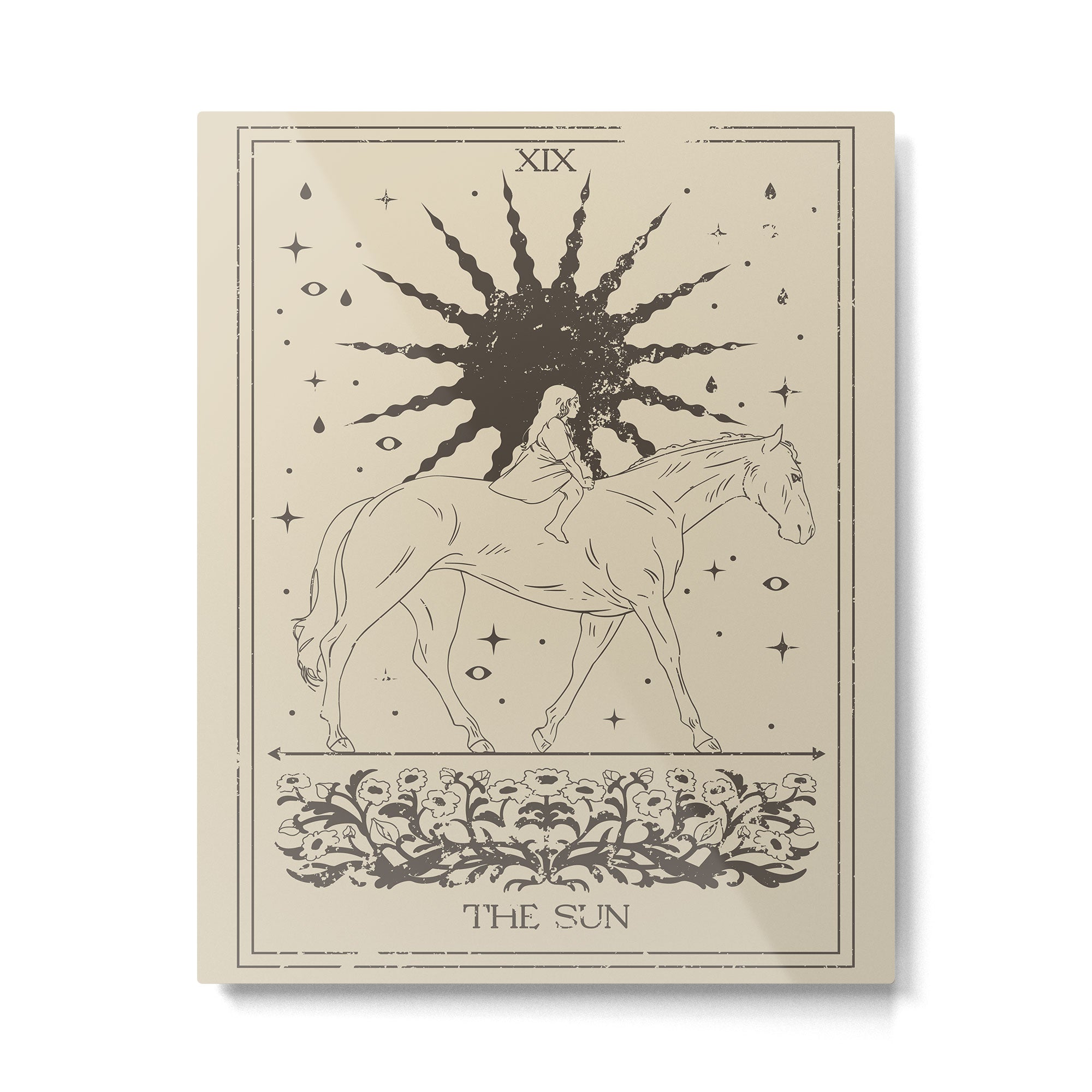 The Sun Card, Sun girl and horse print, Major Arcana, Divination, Magic girl Metal Print Gallery Image 4