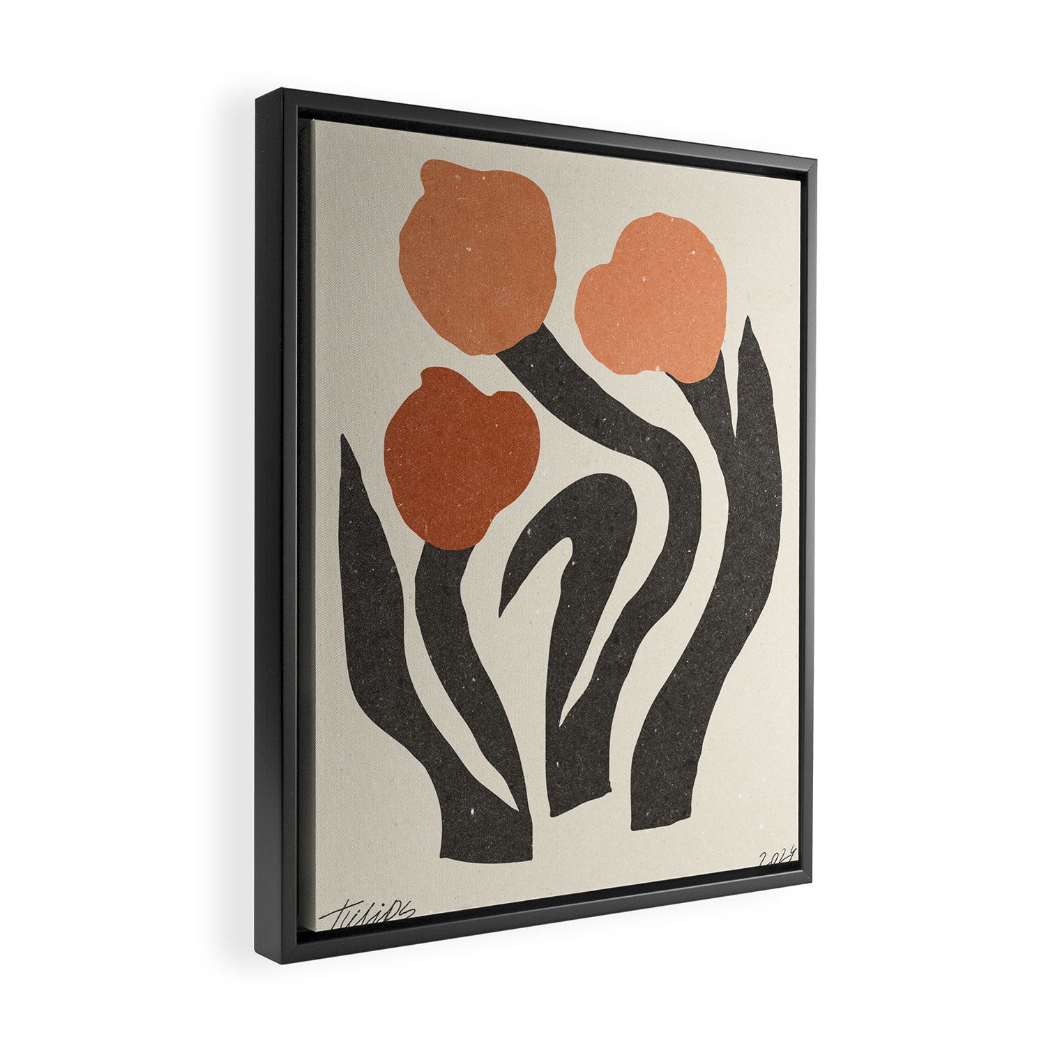 Tulips | modern floral artwork 02 Framed Canvas Print Gallery Image 2