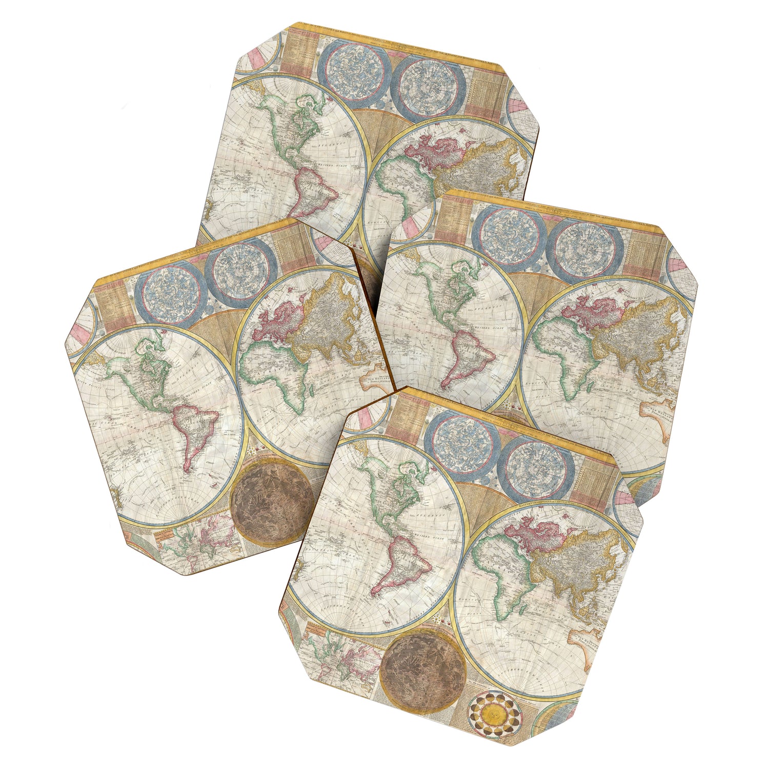 ancient map of the world Coaster Gallery Image 1