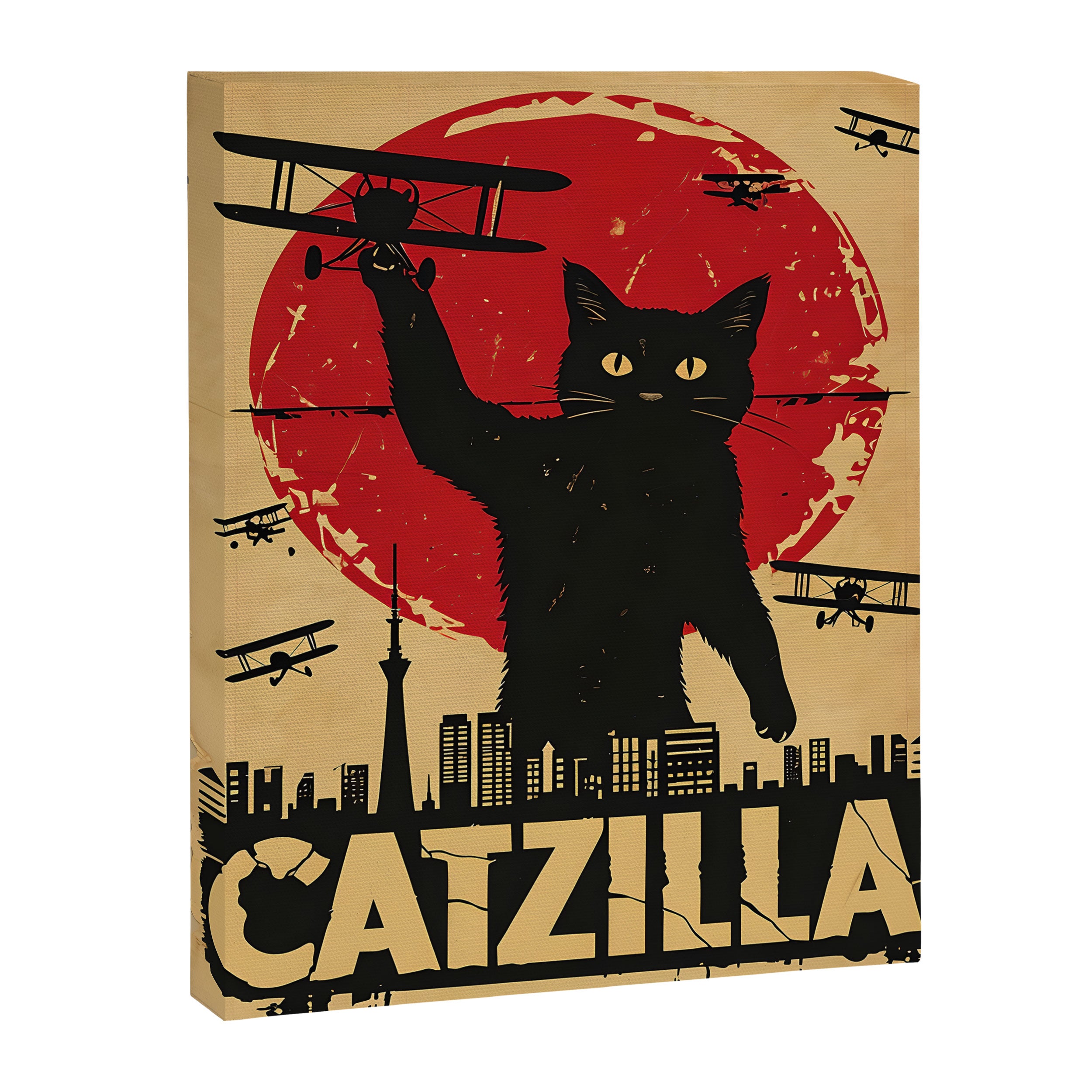 Catzilla vintage poster Canvas Print Gallery Image 6