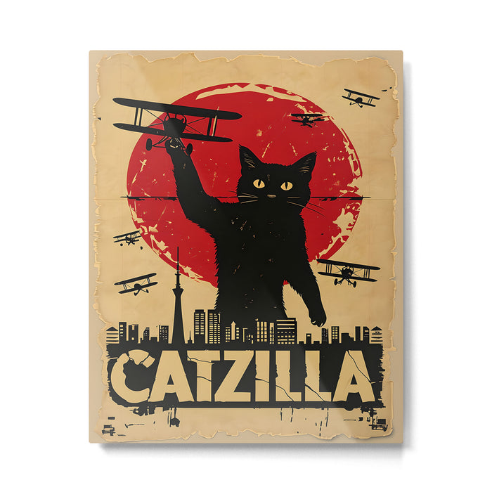 Catzilla vintage poster Metal Print Gallery Image 1