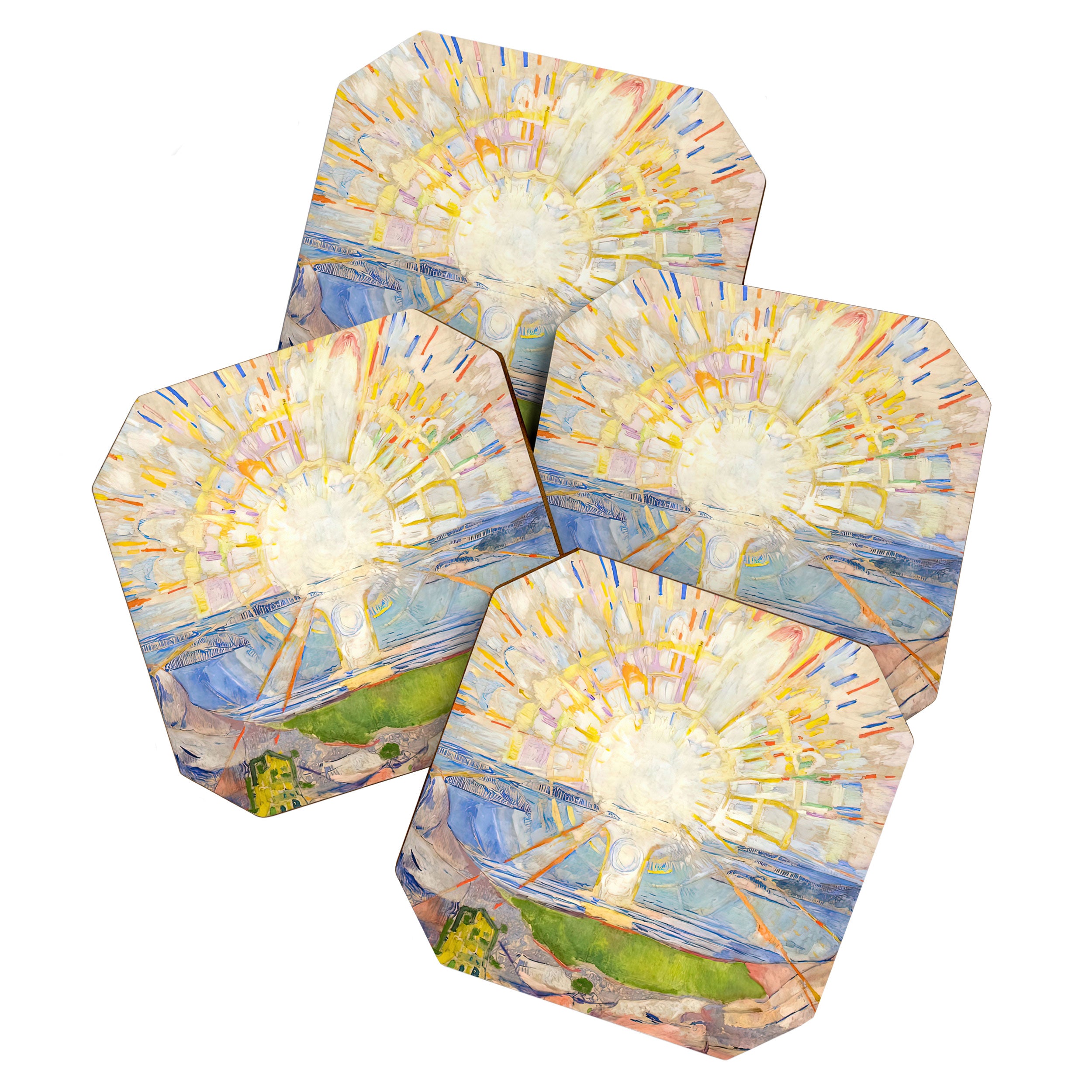 Edvard Munch the sun enhanced with artificial intelligence Coaster Gallery Image 1