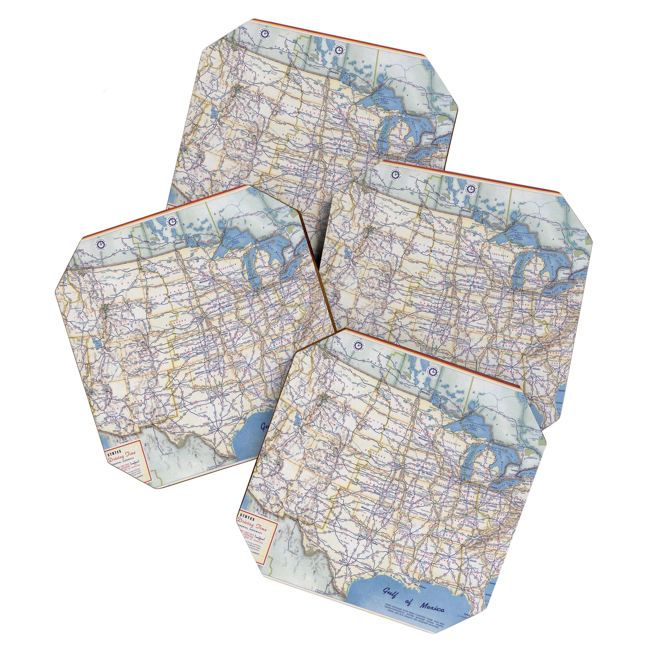 Flat road map of the united states of america 1951 Coaster Gallery Image 1