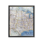 Flat road map of the united states of america 1951 Framed Canvas Print Gallery Image 6
