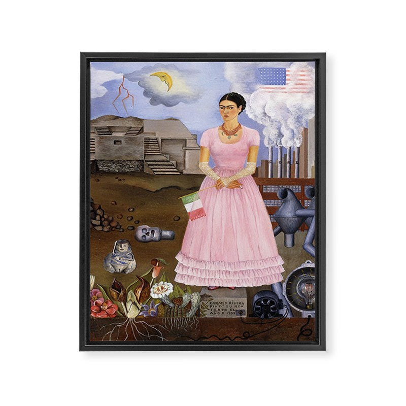 Frida Kahlo Self-portrait on the border line between Mexico and the United States, 1932 Framed Canvas Print Gallery Image 6