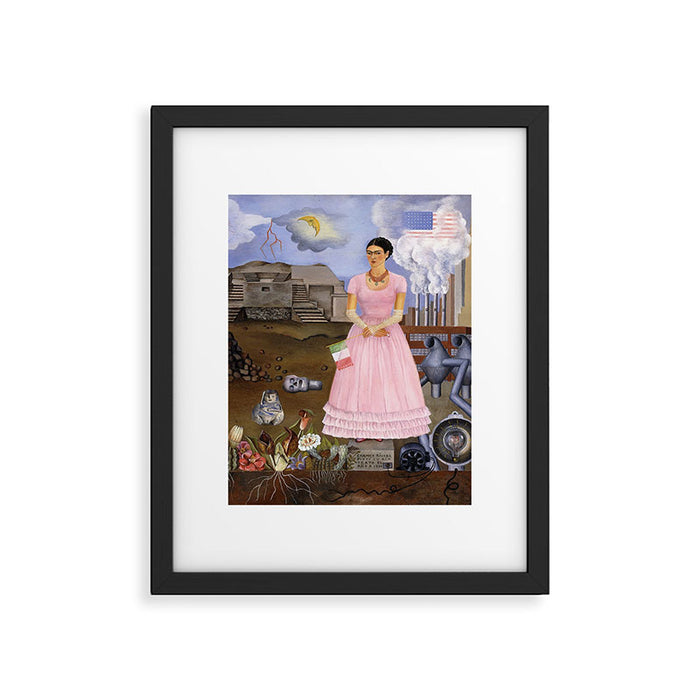Frida Kahlo Self-portrait on the border line between Mexico and the United States, 1932 Framed Art Print Gallery Image 1