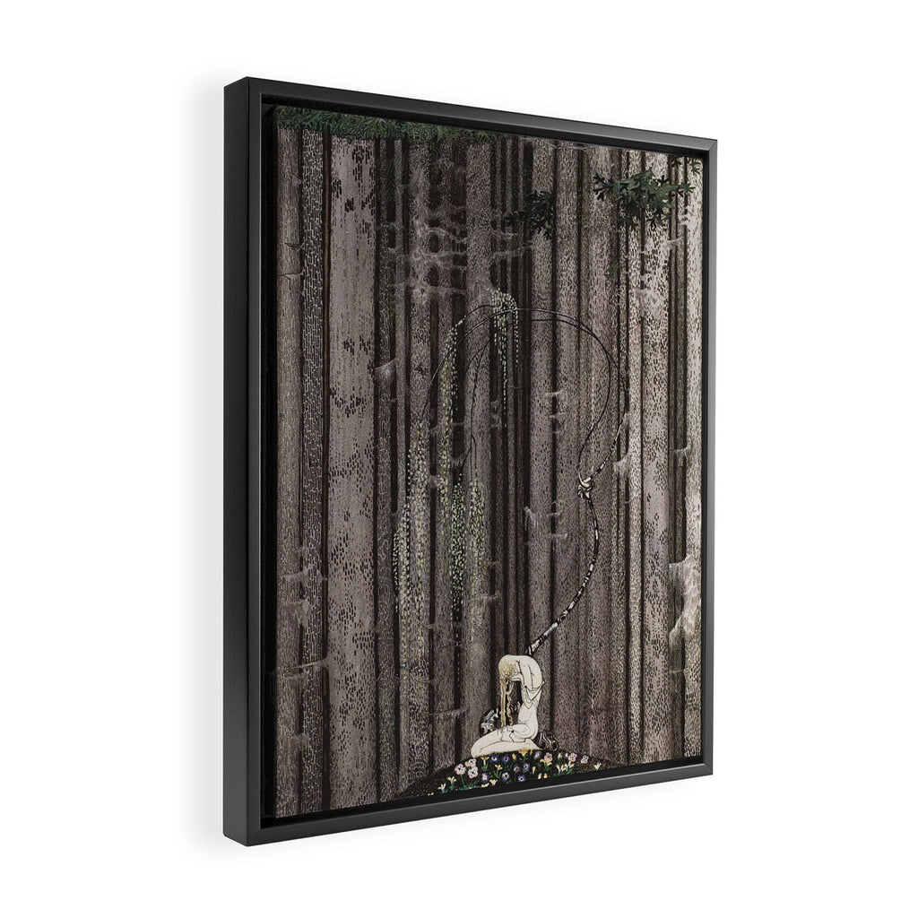 kay nielsen And then she lay on a little green patch in the midst of the gloomy thick wood Framed Canvas Print Gallery Image 2