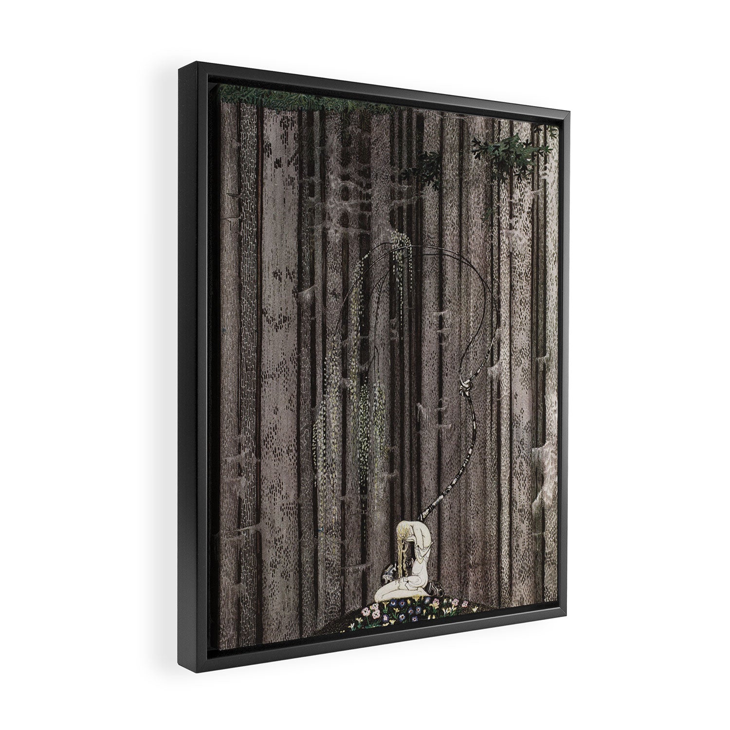 kay nielsen And then she lay on a little green patch in the midst of the gloomy thick wood Framed Canvas Print Gallery Image 2
