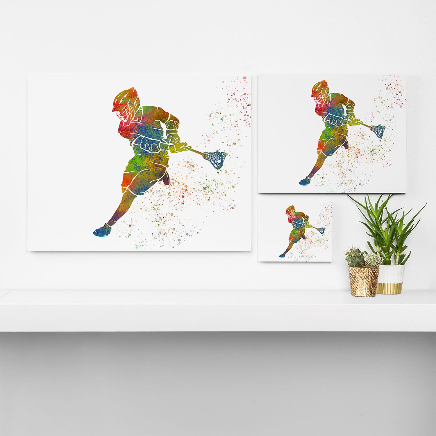 Lacrosse in watercolor Canvas Print Gallery Image 3