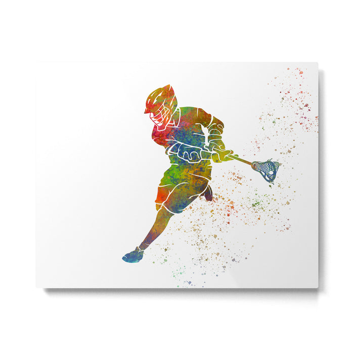 Lacrosse in watercolor Metal Print Gallery Image 1