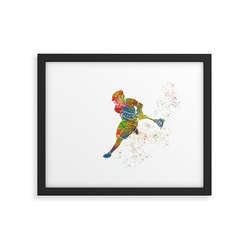 Lacrosse in watercolor Framed Art Print Gallery Image 5