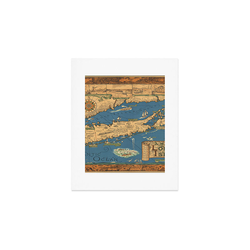 Long Island map.-Vintage Pictorial Map Art Print Gallery Image 1