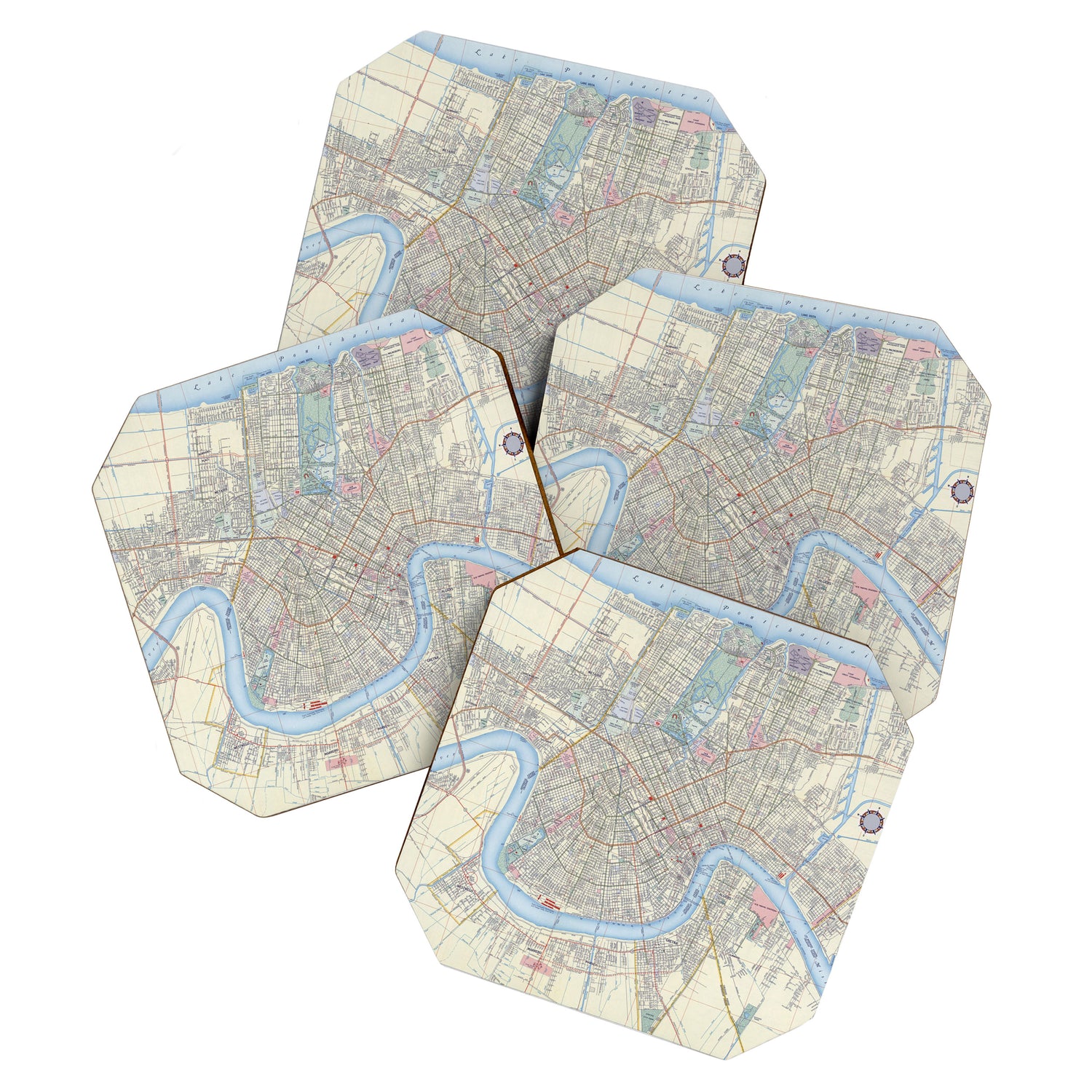 New Orleans Vintage Map Coaster Gallery Image 1