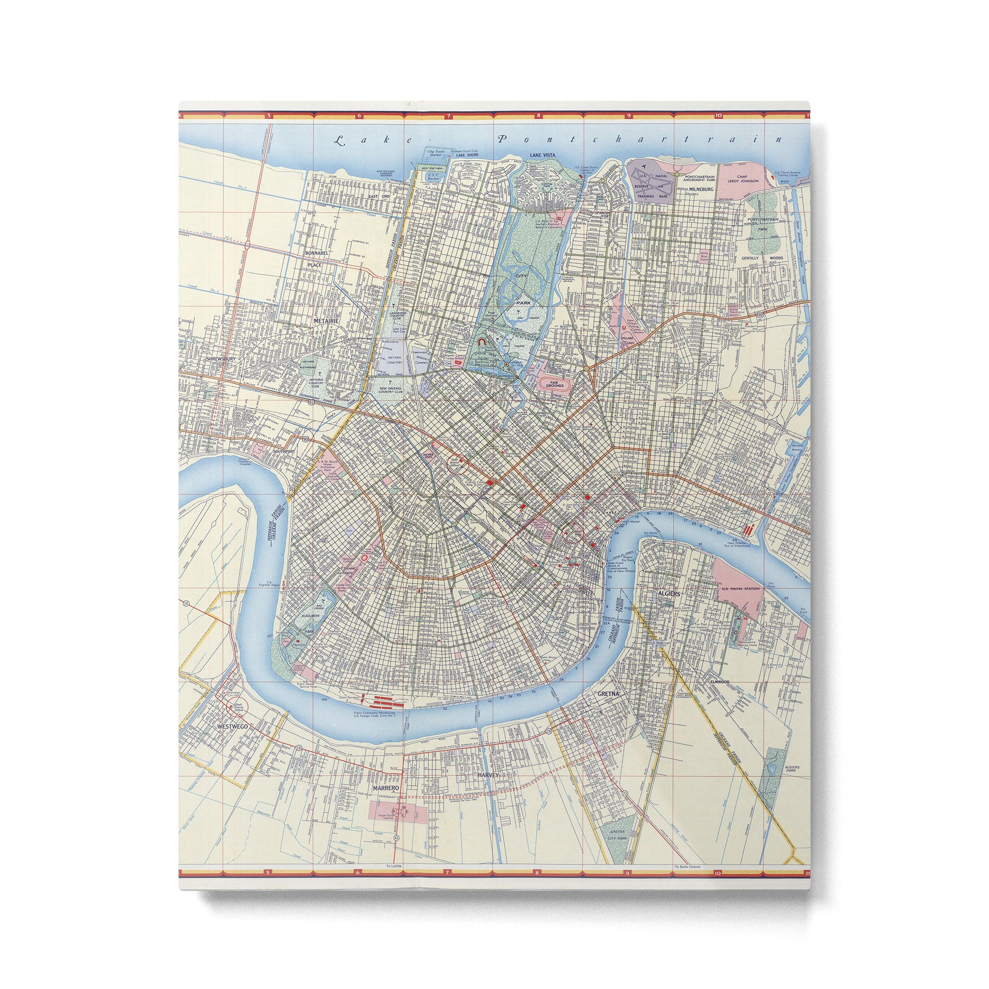 New Orleans Vintage Map Metal Print Gallery Image 4