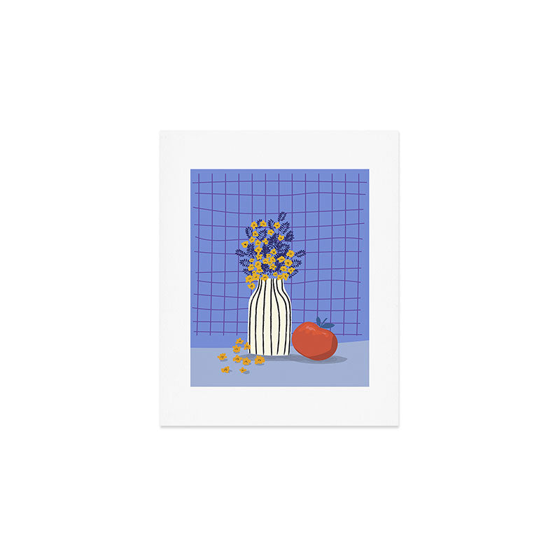 Still life with flowers and fruit Art Print Gallery Image 1