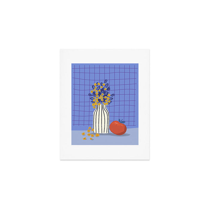 Still life with flowers and fruit Art Print Gallery Image 1