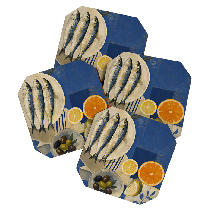 Still Life with Sardines and Citrus Coaster Gallery Image 1