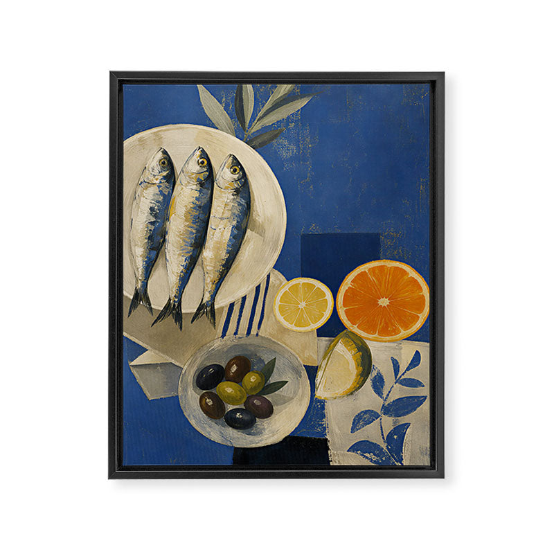 Still Life with Sardines and Citrus Framed Canvas Print Gallery Image 6