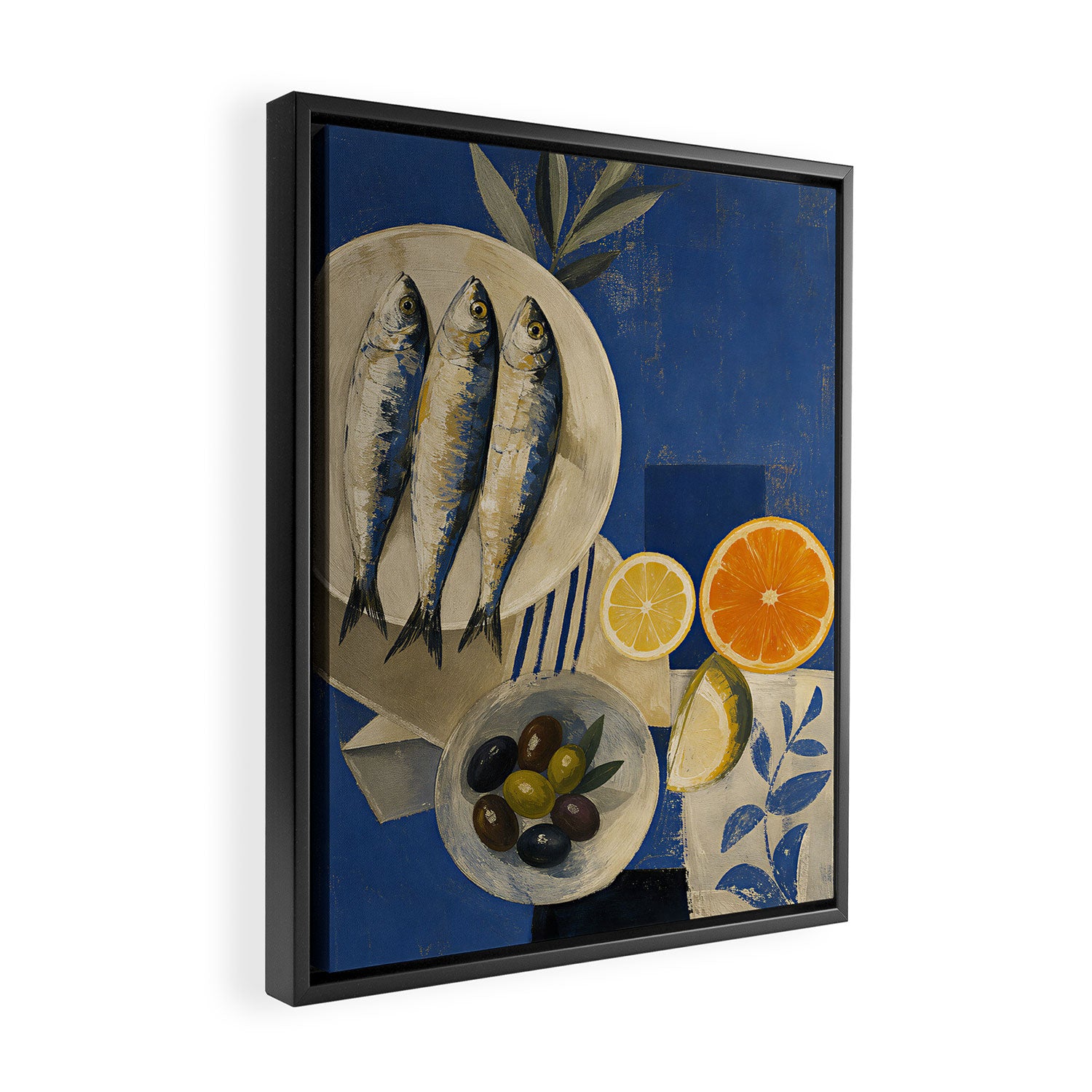 Still Life with Sardines and Citrus Framed Canvas Print Gallery Image 2