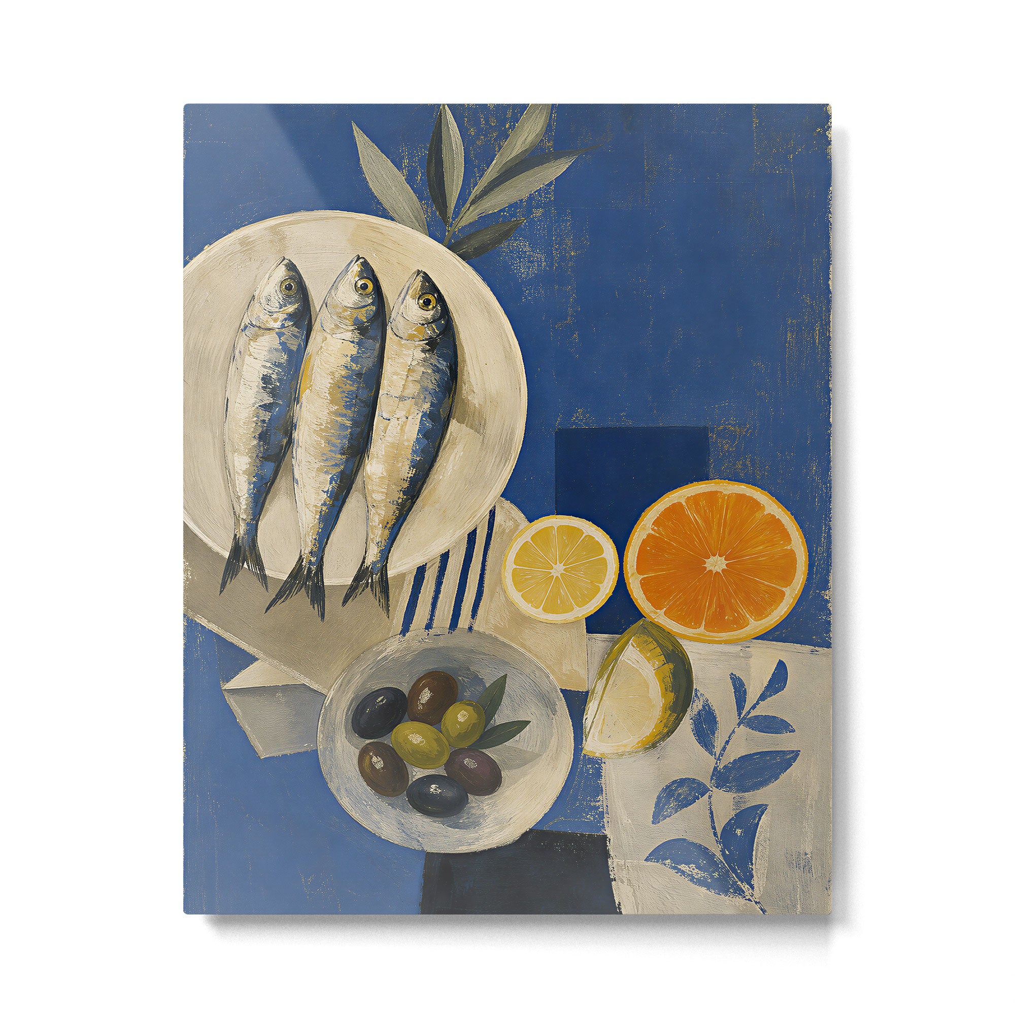 Still Life with Sardines and Citrus Metal Print Gallery Image 4
