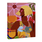Woman with wine in floral garden Canvas Print Gallery Image 6