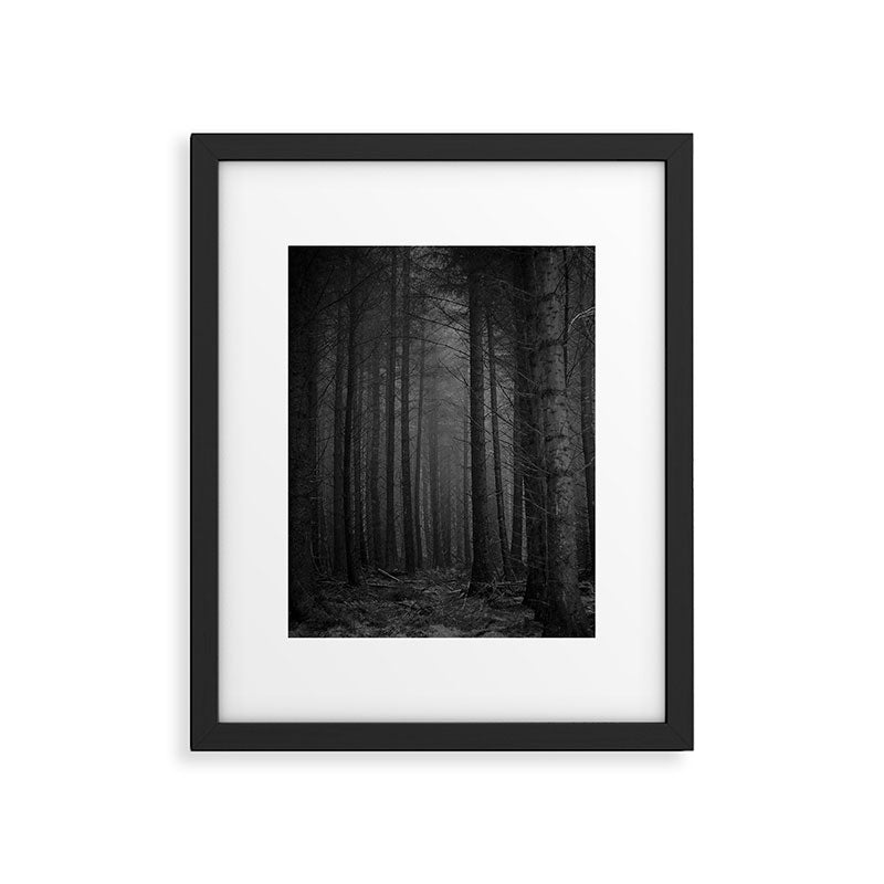 The Dense & Foggy Forest (Black and White) Framed Art Print Gallery Image 5
