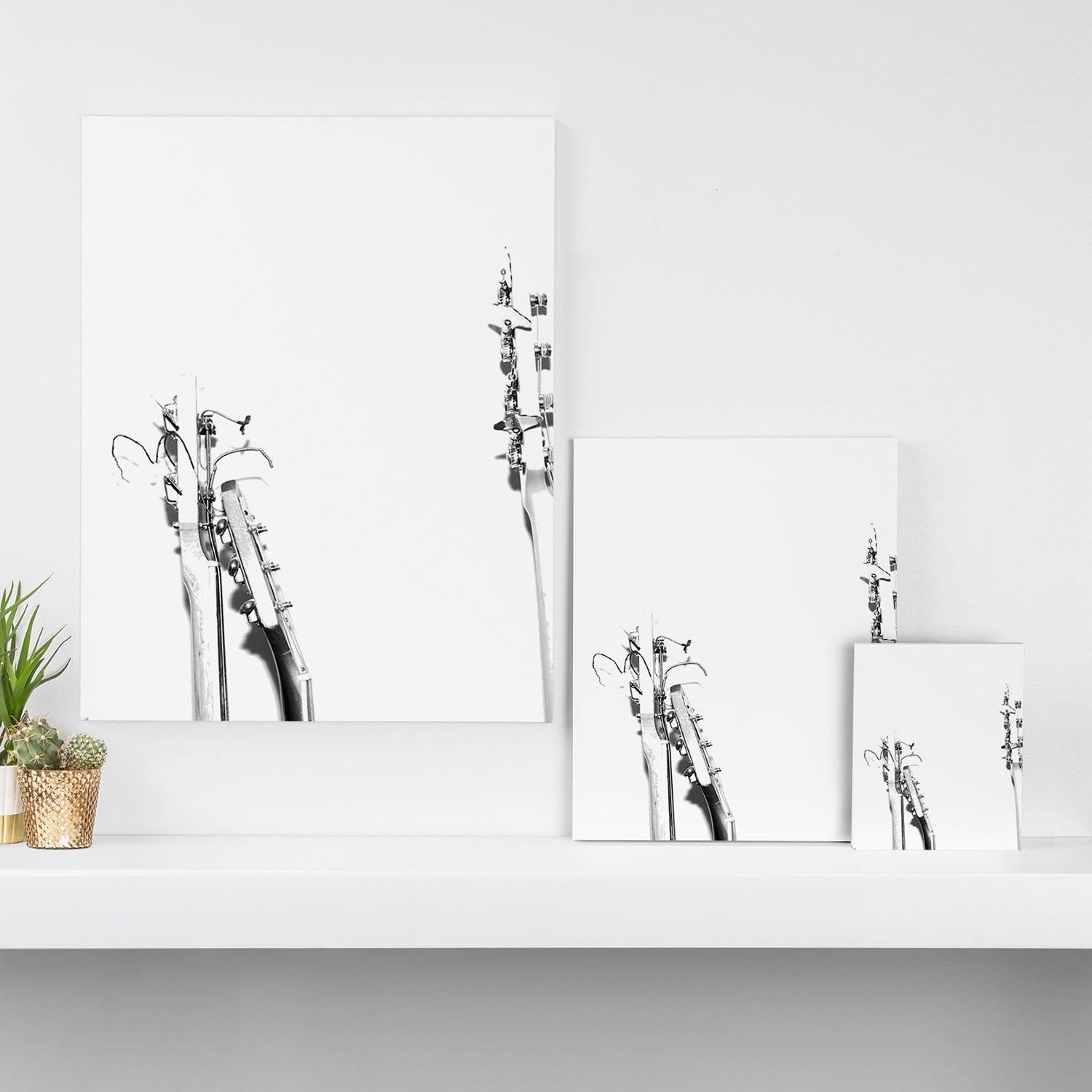The Guitars (Black and White) Canvas Print Gallery Image 3