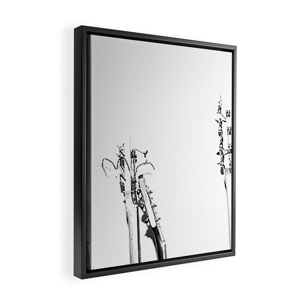 The Guitars (Black and White) Framed Canvas Print Gallery Image 2