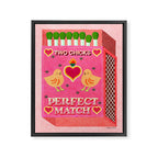 2 Chicks Perfect Match Vintage Matchbox Light Pink Palette Framed Canvas Print Gallery Image 6