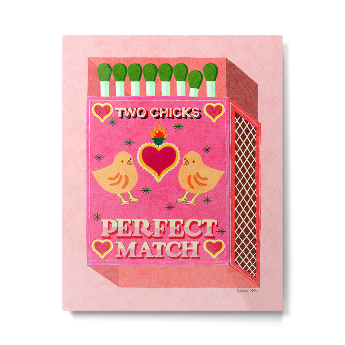 2 Chicks Perfect Match Vintage Matchbox Light Pink Palette Metal Print Gallery Image 1
