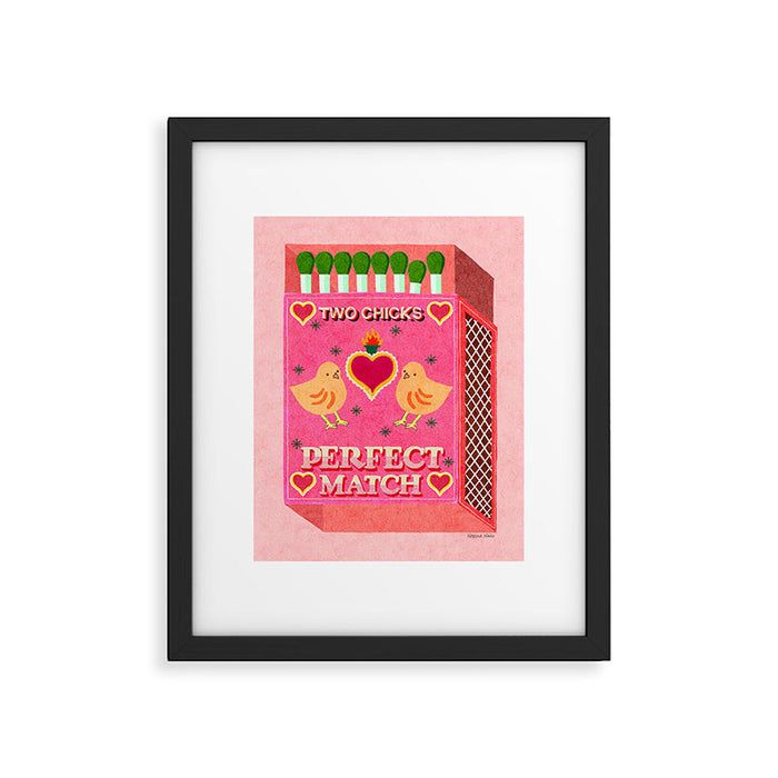 2 Chicks Perfect Match Vintage Matchbox Light Pink Palette Framed Art Print Gallery Image 1