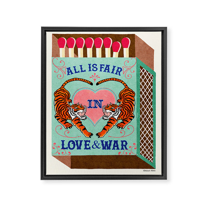 All is Fair in Love and War Vintage Matchbox Mint Chocolate Palette with Tiger Framed Canvas Print Gallery Image 6