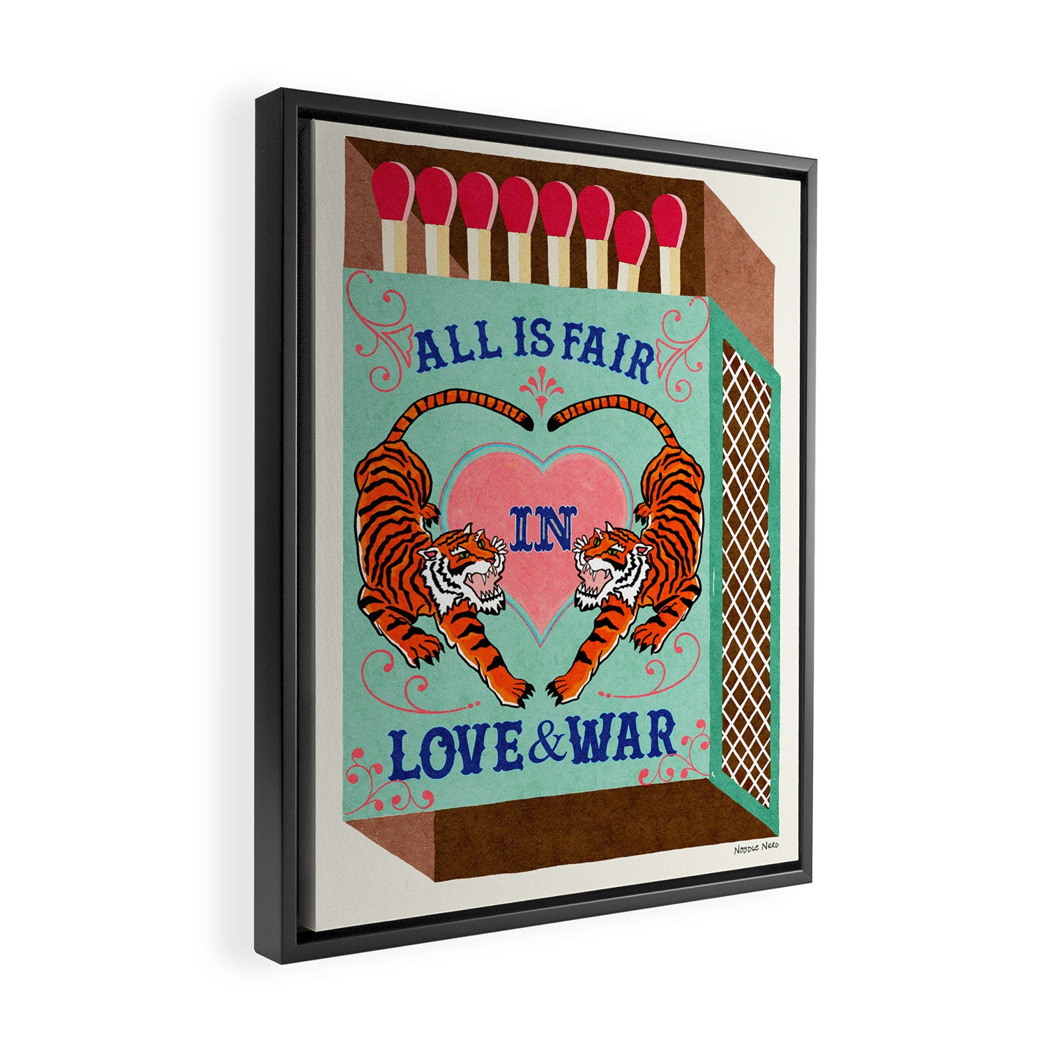 All is Fair in Love and War Vintage Matchbox Mint Chocolate Palette with Tiger Framed Canvas Print Gallery Image 2
