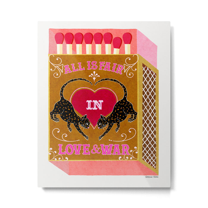 All is Fair in Love and War Vintage Matchbox Mustard & Pink Palette with Leopard Metal Print Gallery Image 1
