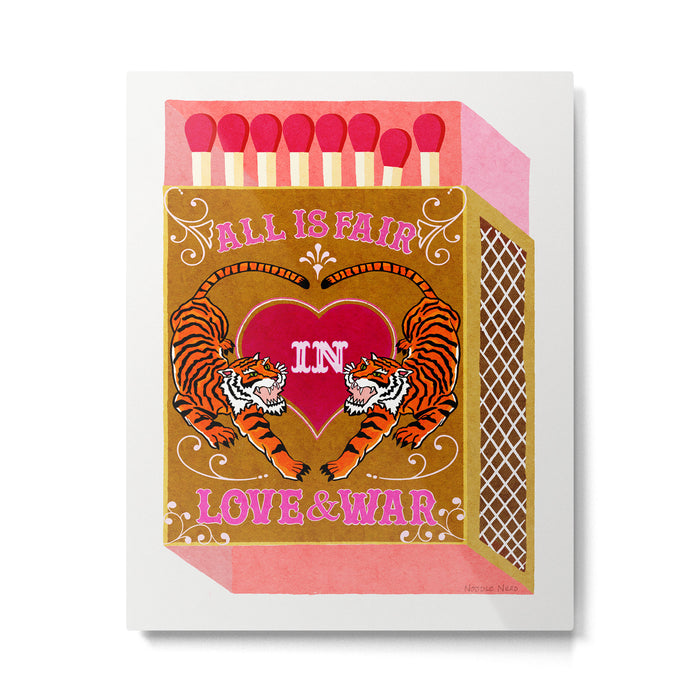 All is Fair in Love and War Vintage Matchbox Mustard & Pink Palette with Tiger Metal Print Gallery Image 1