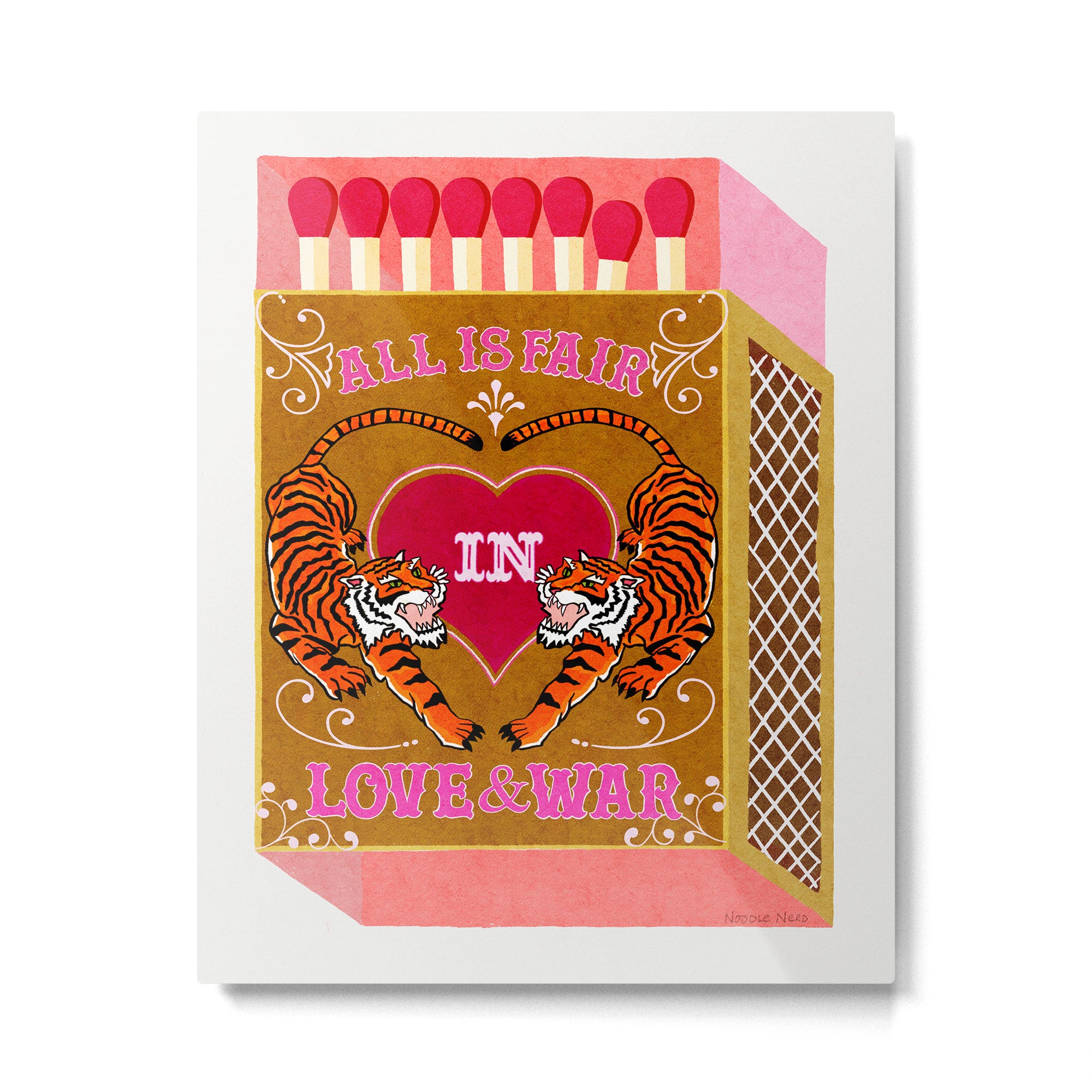 All is Fair in Love and War Vintage Matchbox Mustard & Pink Palette with Tiger Metal Print Gallery Image 4