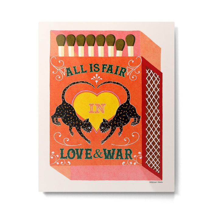 All is Fair in Love and War Vintage Matchbox Retro Orange Palette with Leopard Metal Print Gallery Image 1