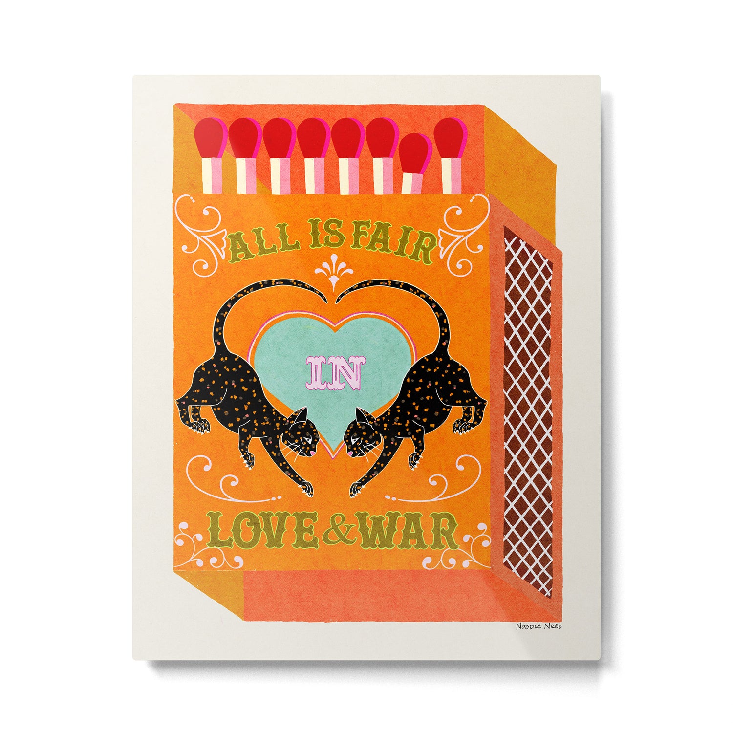 All is Fair in Love and War Vintage Matchbox Tropical Orange Palette with Leopard Metal Print Gallery Image 4