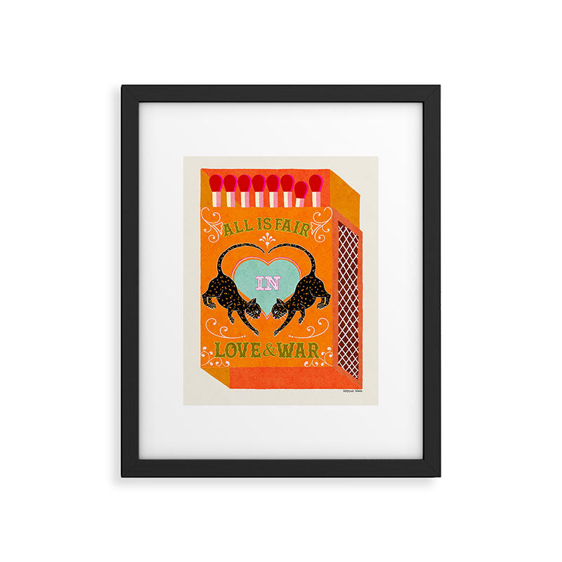 All is Fair in Love and War Vintage Matchbox Tropical Orange Palette with Leopard Framed Art Print Gallery Image 5