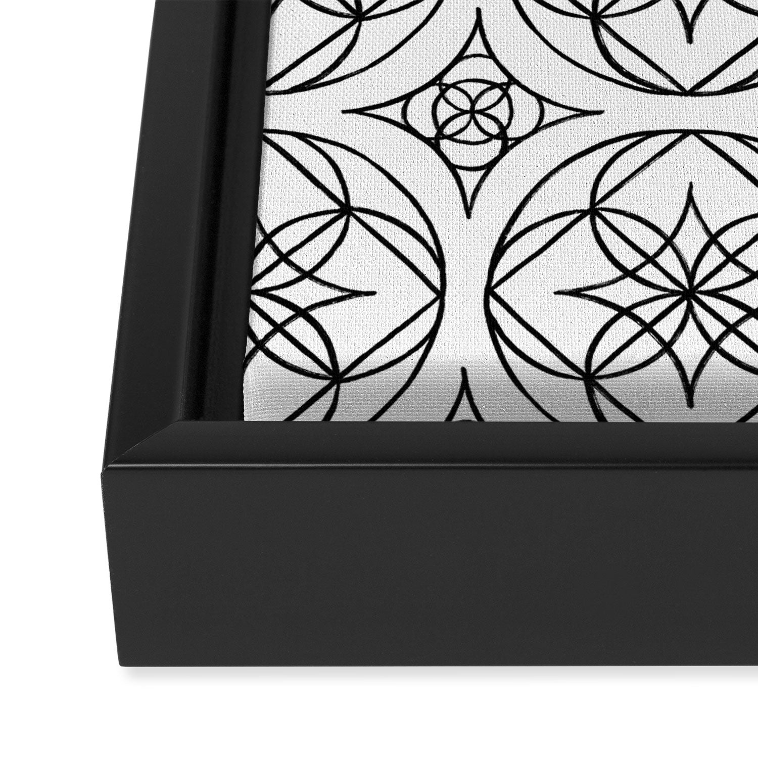 Black and White Art Deco Style Tile Pattern Framed Canvas Print Gallery Image 3