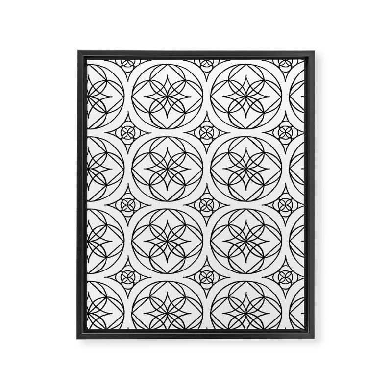 Black and White Art Deco Style Tile Pattern Framed Canvas Print Gallery Image 8