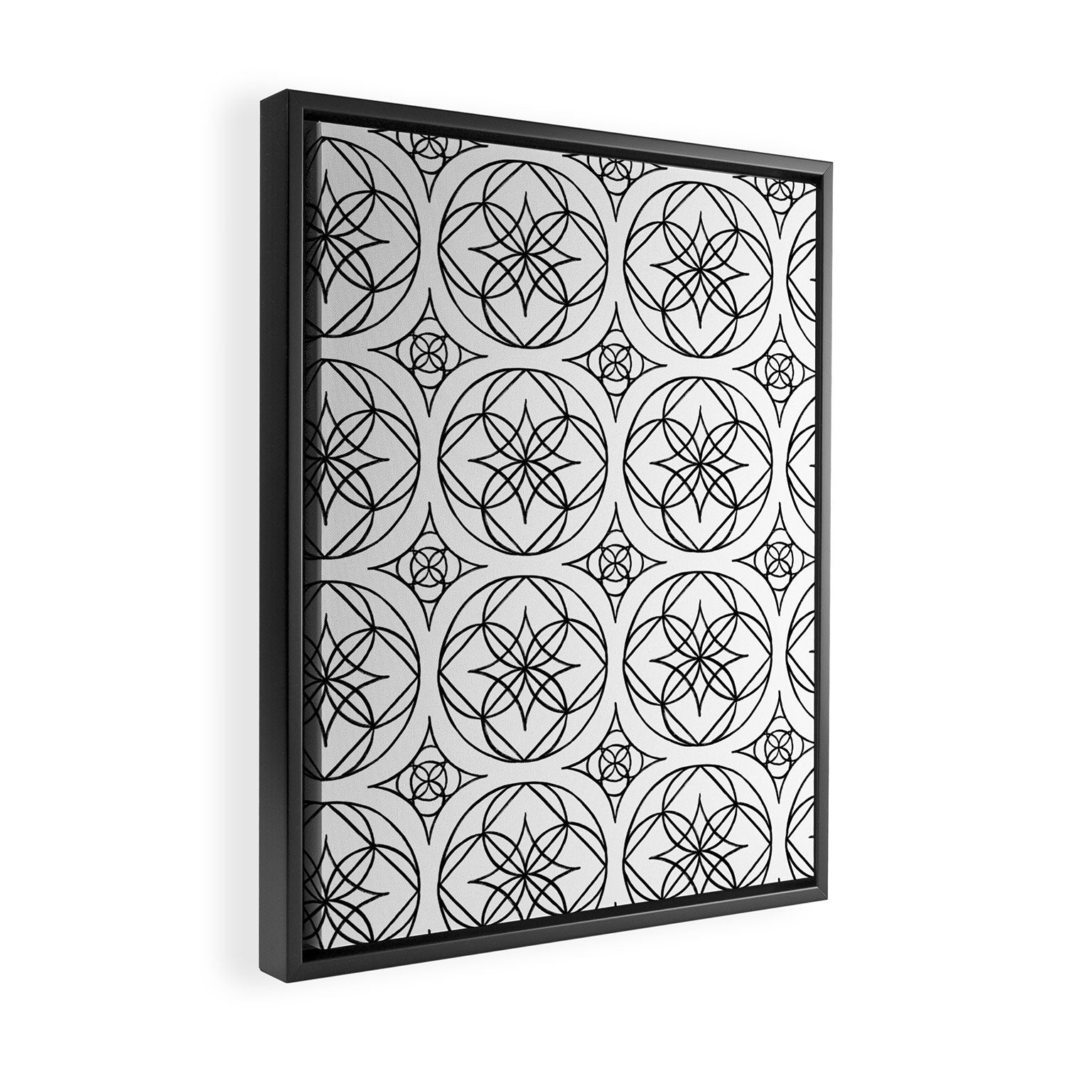 Black and White Art Deco Style Tile Pattern Framed Canvas Print Gallery Image 2