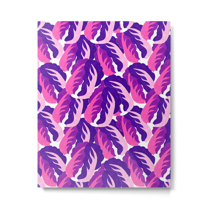 Boho Eclectic Cabbage Purple Orchid Aubergine Pattern Painterly Gouache Metal Print Gallery Image 1