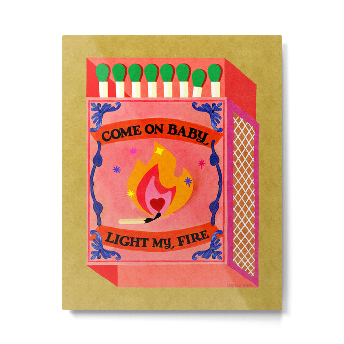 Come on Baby Light my Fire Vintage Matchbox Metal Print Gallery Image 1