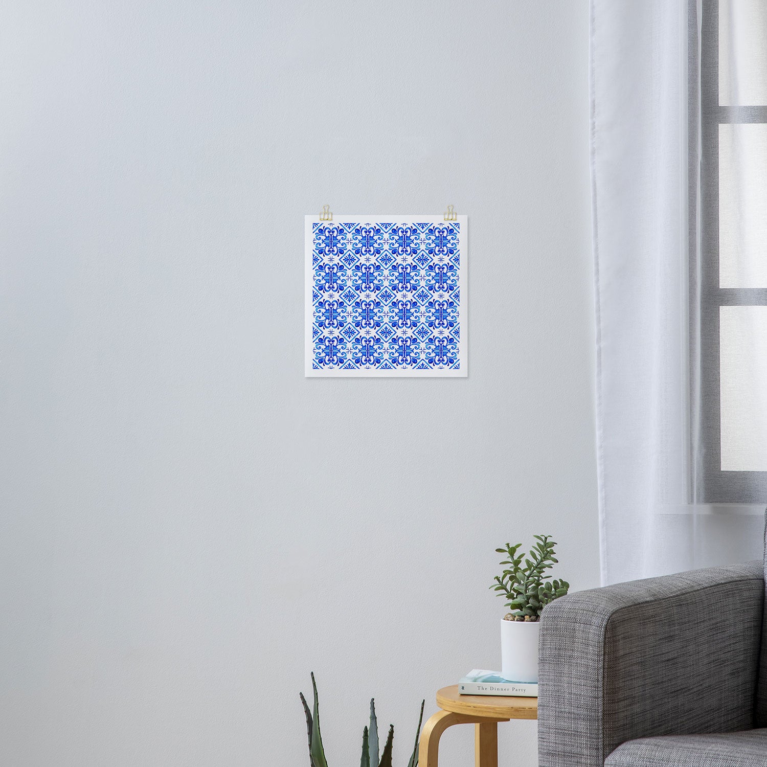 Greek Blue and White Pattern Spanish Tiles Amalfi Coast Pattern Art Print Gallery Image 3