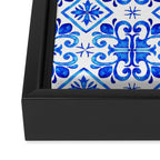 Greek Blue and White Pattern Spanish Tiles Amalfi Coast Pattern Framed Canvas Print Gallery Image 3