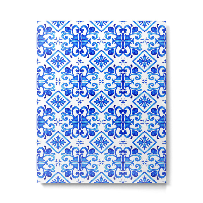 Greek Blue and White Pattern Spanish Tiles Amalfi Coast Pattern Metal Print Gallery Image 1